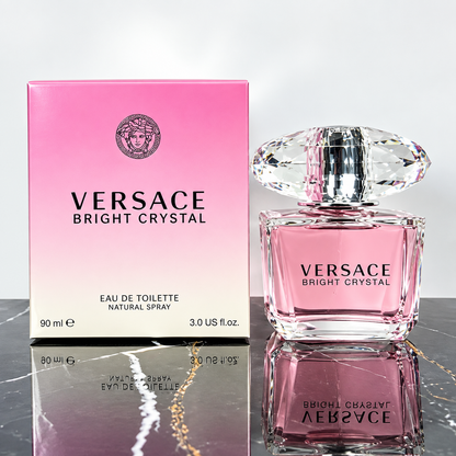 Versace Bright Crystal Eau de Toilette 3.0 oz 90 ml pink perfume bottle and box