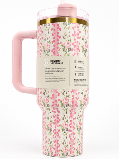Stanley Quencher H2.0 40oz Pink Floral Tumbler